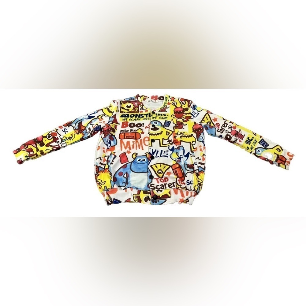 Disney Monsters Inc. Women’s Button Down Varsity Bomber Jacket Size Small